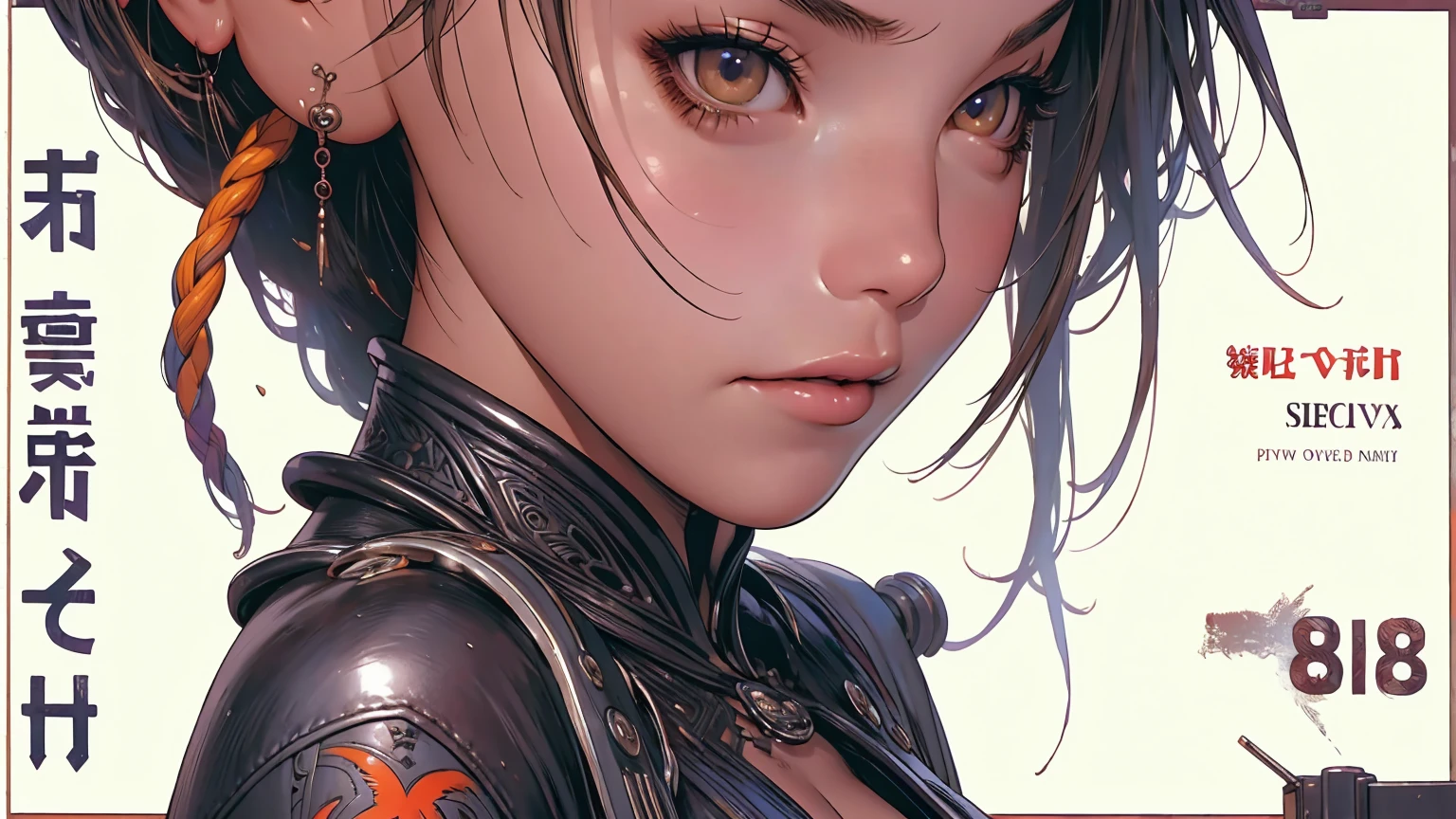 (((best final quality))), ssmile(((standing alone:1.2))),(((1 girl:1.2))),((((beautiful perfect woman)))),(((perfectbody detalhado, perfect finger detailed))),((((((final film poster)))))),(((to burst, close up))),((((detailed complicated machine)))),(((((mechanical genius))))),(((American comics))),(((extreme highlights))),(((extremely colorful, primary colours))),neckleace, super beautiful lady,(((Typography))),text, (Unbeatable masterpiece), (hiper HD),(CG 8k hyper-realistic), (((brave face))), (((breasts big))), (((hyper feminine))), (((musclegirl))), sexly girl, king of fighter,(straight hair with thin braids)), ((( sculptural body ))), (((1 girl))), garota de 25 anos com perfectbody,,Beautiful and well-groomed face,muscular body:1.2,solid color detailed jacket, (Head to thigh photos), Complex equipment, (((standing alone))), pirralha violent, ((())), sexly, pose de atitude, work of art, post-apocalypse, (((manga style))), bounty hunter, violent, Manic, the way you want, slenderbody, thin but strong, perfectbody, roupa moderna, advanced technology, neon, sleeves with vertical striped pattern, intricate background, (( cowboy shot )). intricate visual