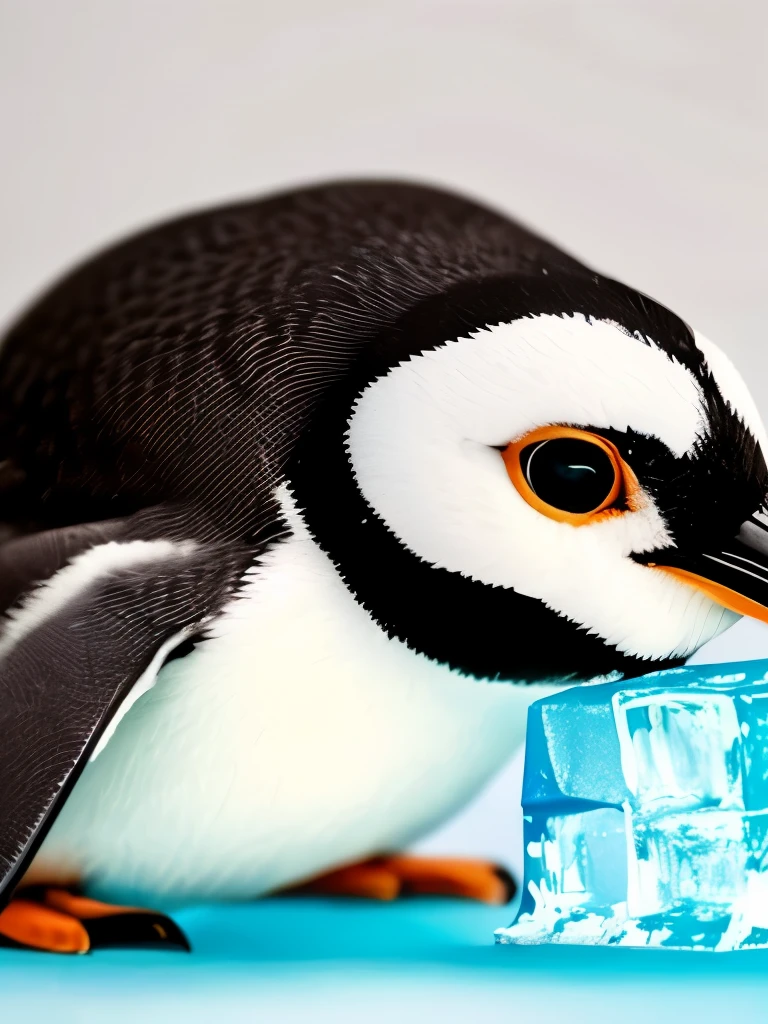 there is a small penguin sitting on a block of ice, a picture by Anna Haifisch, trending on reddit, happening, the cutest creature in the world, the cutest creature of the world, very very small owl, electric cats that fly over ice, cute owl, incredibly cute, cute adorable, awwwww, so cute, icy, adorably cute, icy eyes