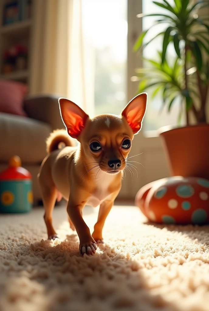 Juninho the chihuahua went to pee at his friend's house