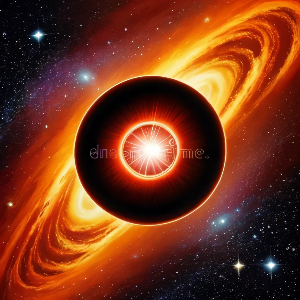 a painting of a red disk with a star in the middle, quasar, black hole time portal, neutron star, worm hole, supernova explosion, majestic interstellar portal, vast cosmos, supernova, galactic entity, coming out of a black hole, is being drawn into a blackhole, cosmic cataclysm, exploding galaxy, interstellar infinity portal
