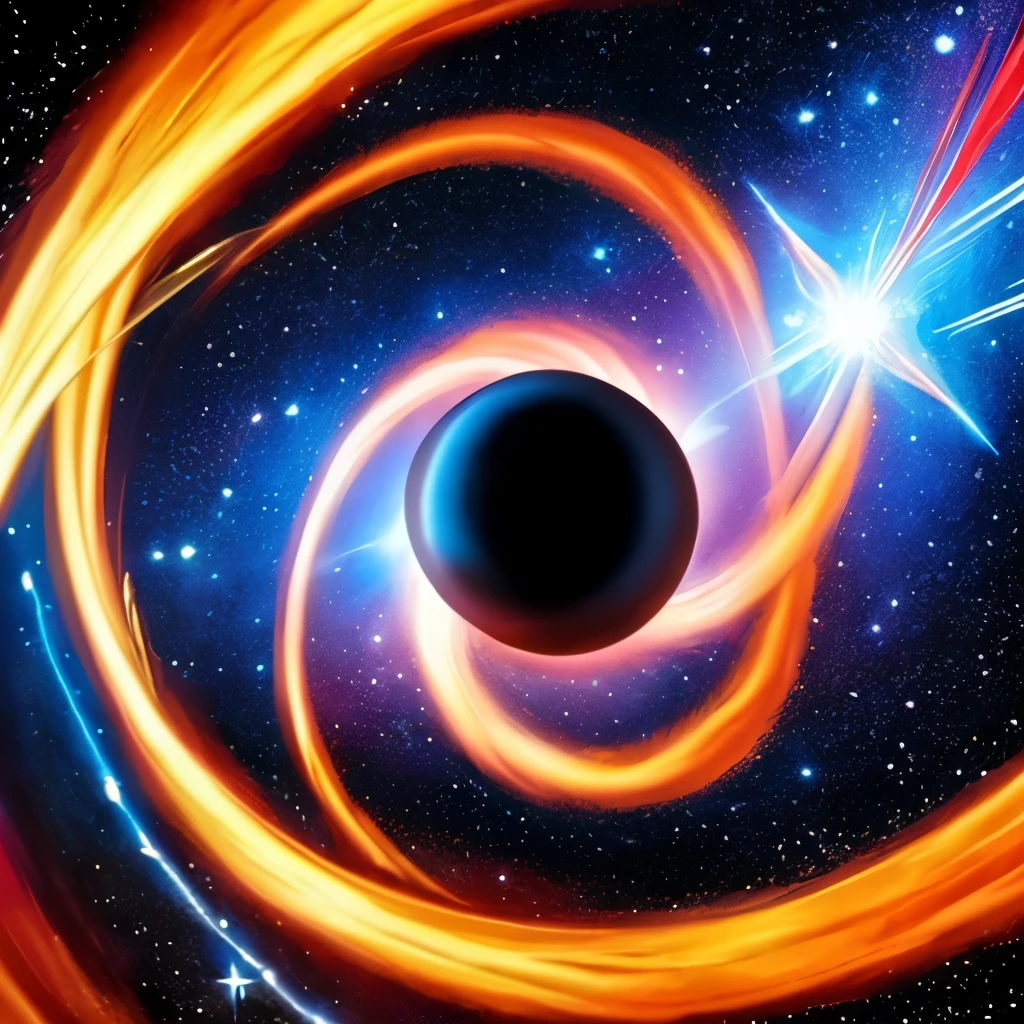 a painting of a red disk with a star in the middle, quasar, black hole time portal, neutron star, worm hole, supernova explosion, majestic interstellar portal, vast cosmos, supernova, galactic entity, coming out of a black hole, is being drawn into a blackhole, cosmic cataclysm, exploding galaxy, interstellar infinity portal