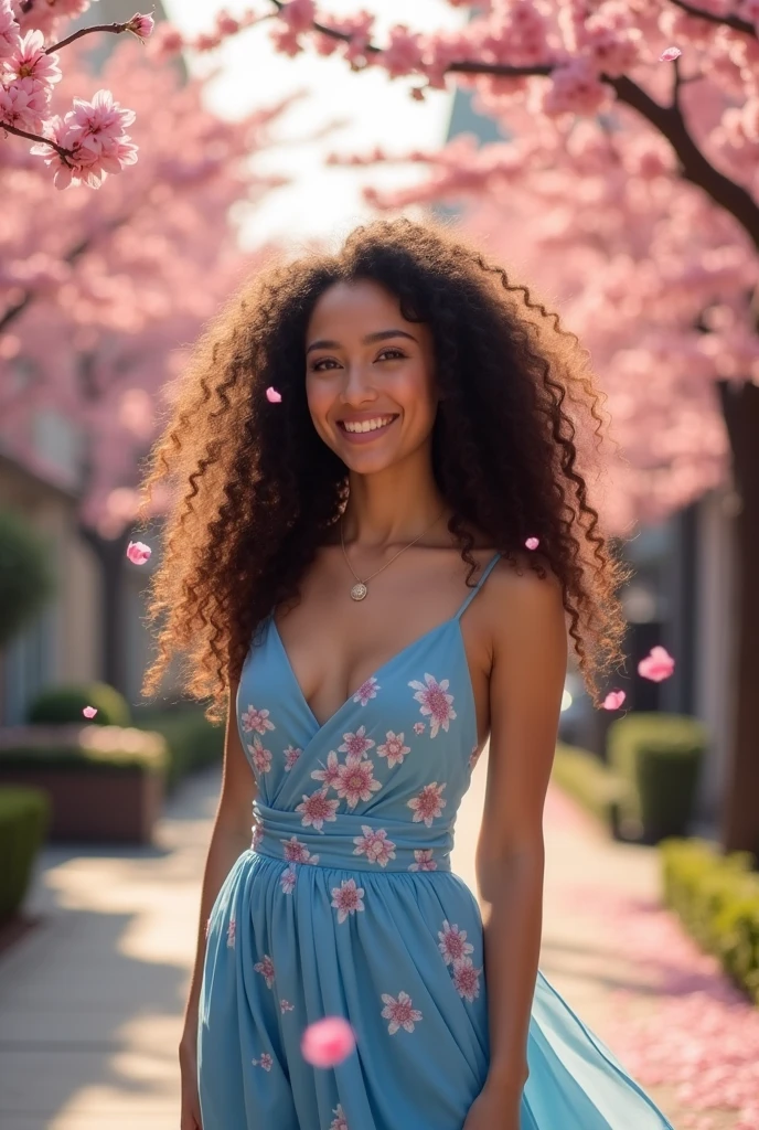 asian woman with curly hair