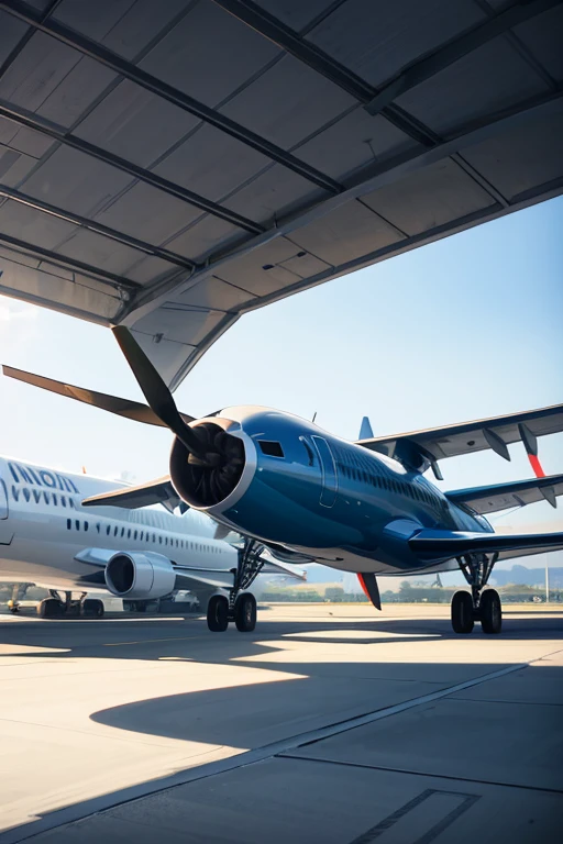 airplane parked at futuristic airport