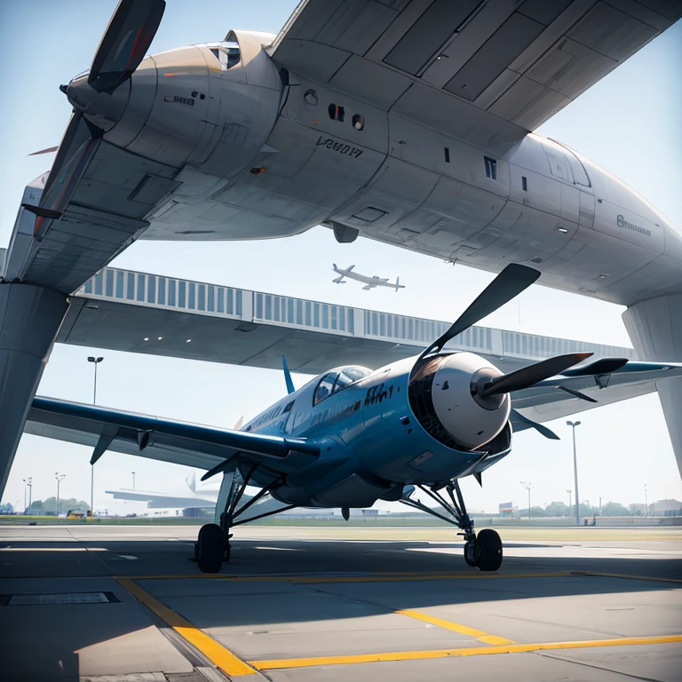 airplane parked at futuristic airport