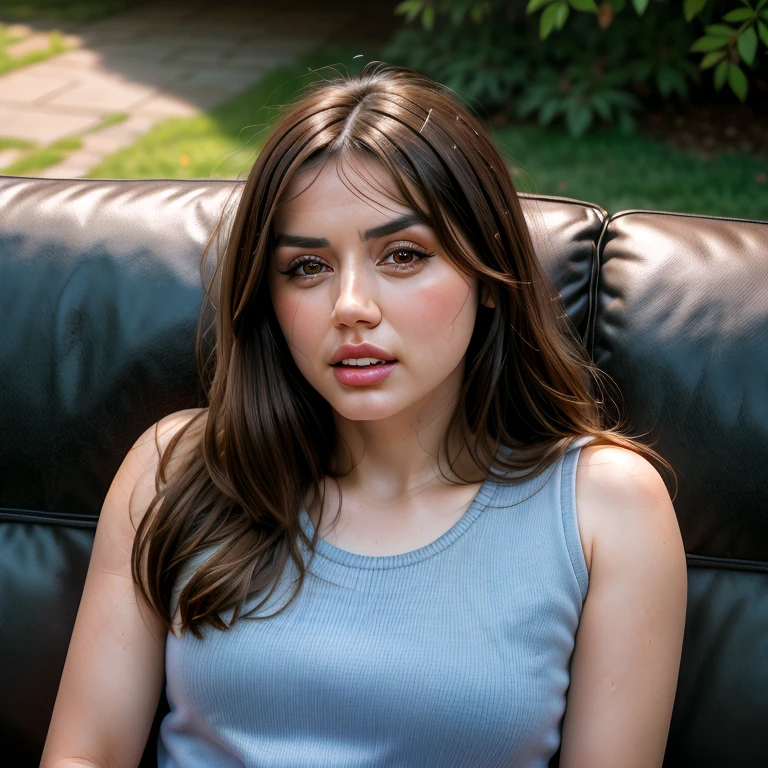 face closeup photo of anamr, in sofa (sofa:1.2), detailed skin, 8k uhd, dslr, soft lighting, high quality, film grain, long hair, 4K, HDR, outdoors, sunny, portrait photo, seductive gaze, seductive position, open mouth, in pleasure, doggy style, hot, sensual