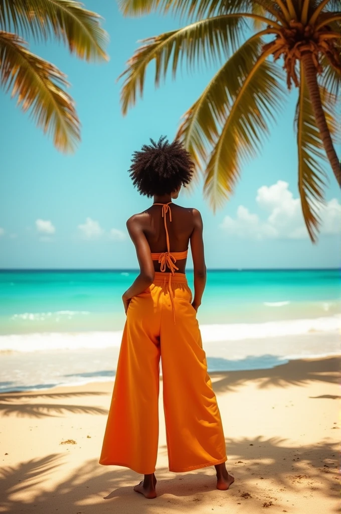 Bernice burgo en culotte dans une plage africaine couleur chaude