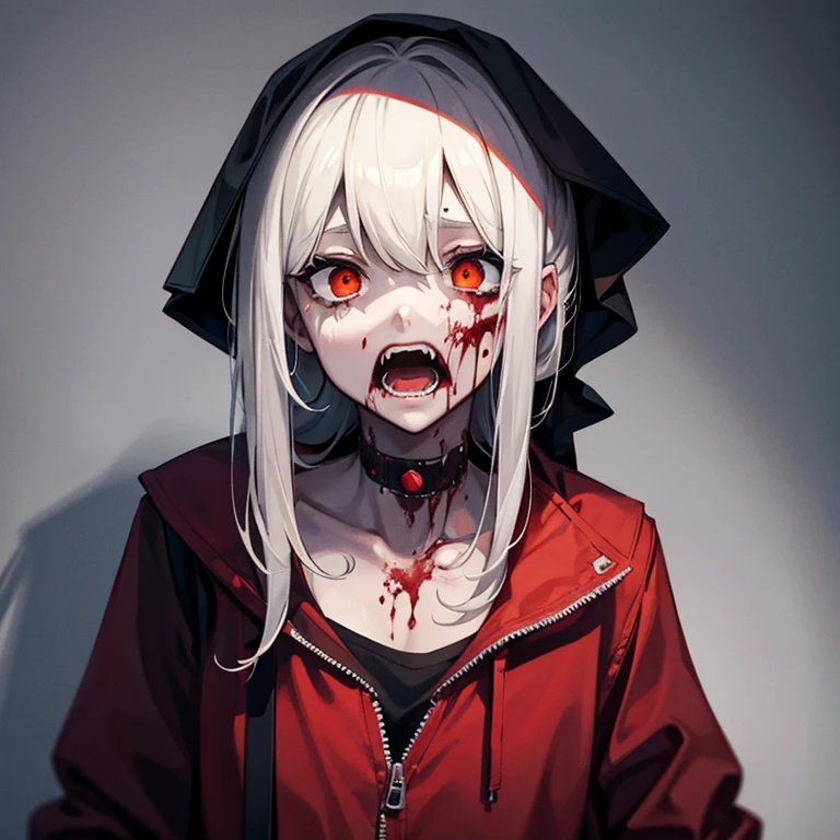 (obra maestra, La mejor calidad), fondo, (horror), miedo, horror, sangre, Llorosos, Mujer, blanco y negro, ((ojos rojos)) high resolution ultra detailed realistic shadow glowing eyes circular pupils defocused background, arrastradoce,