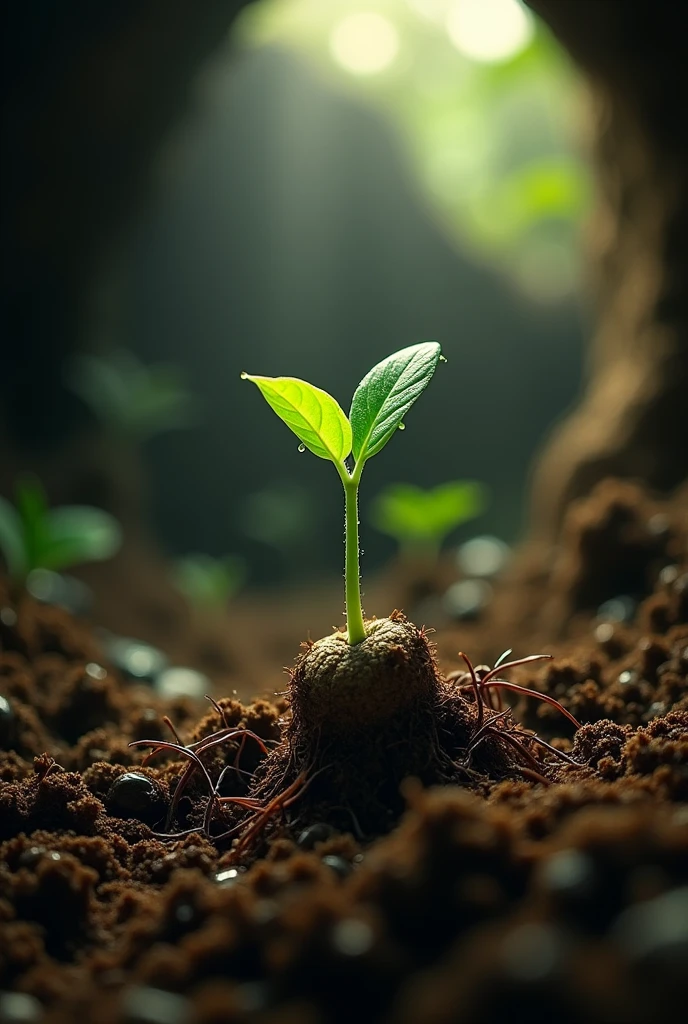 The germination of the seed underground Hole