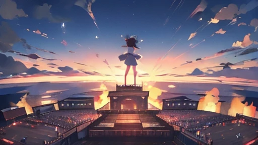 large platform　rooftop，On stage