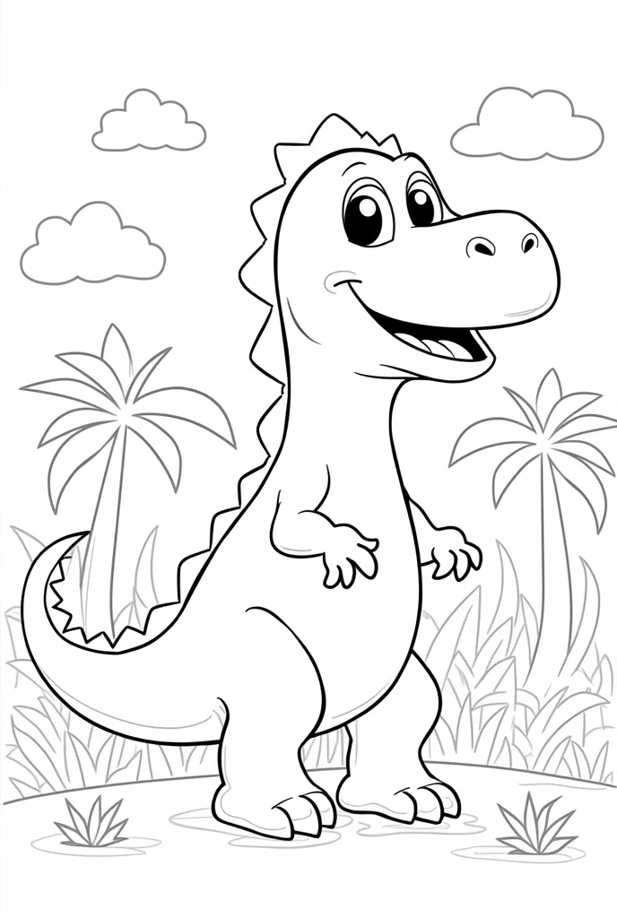 Outlined dinosaur image for kids to color
