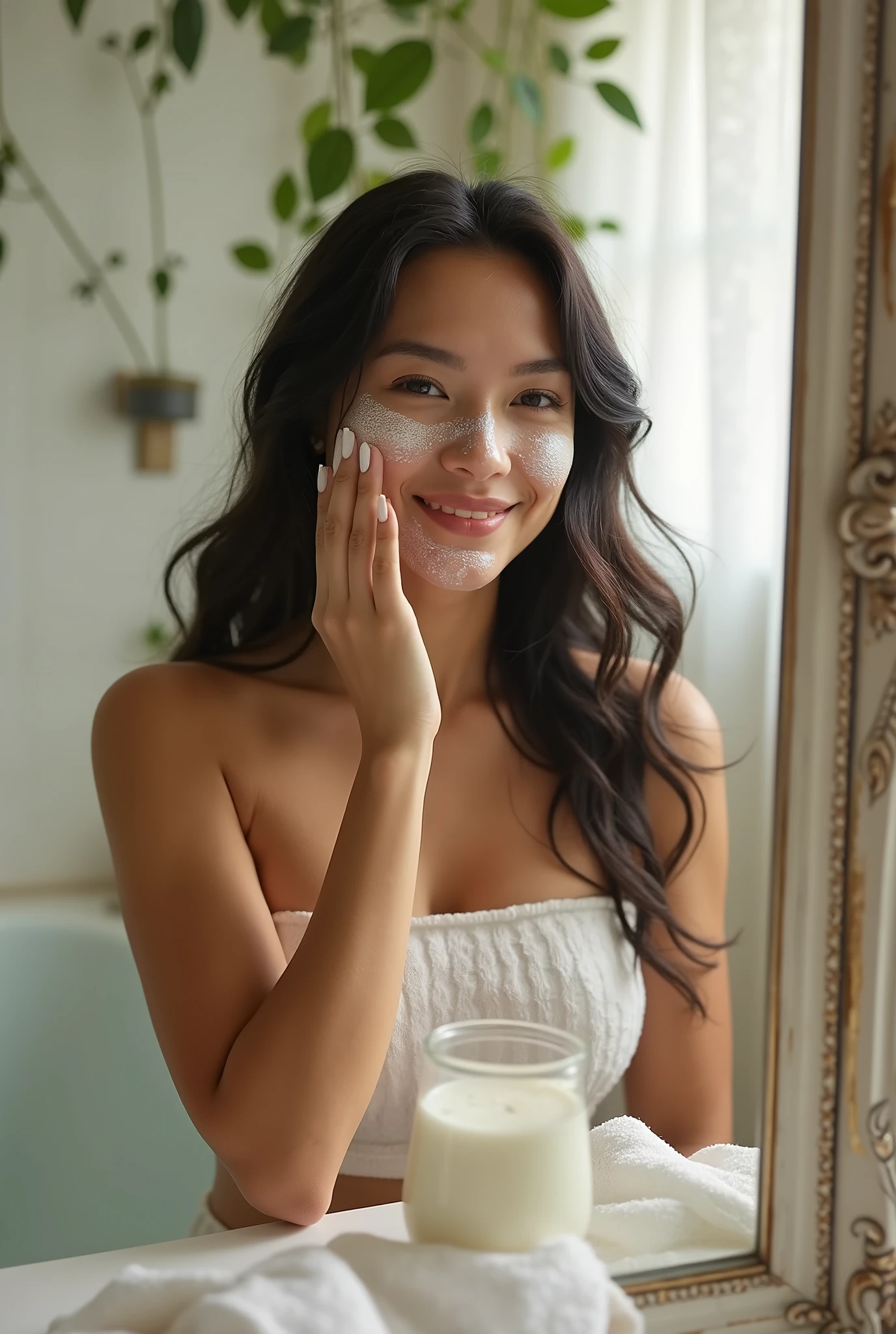 Jenna Ortega use milk for skincare in his face