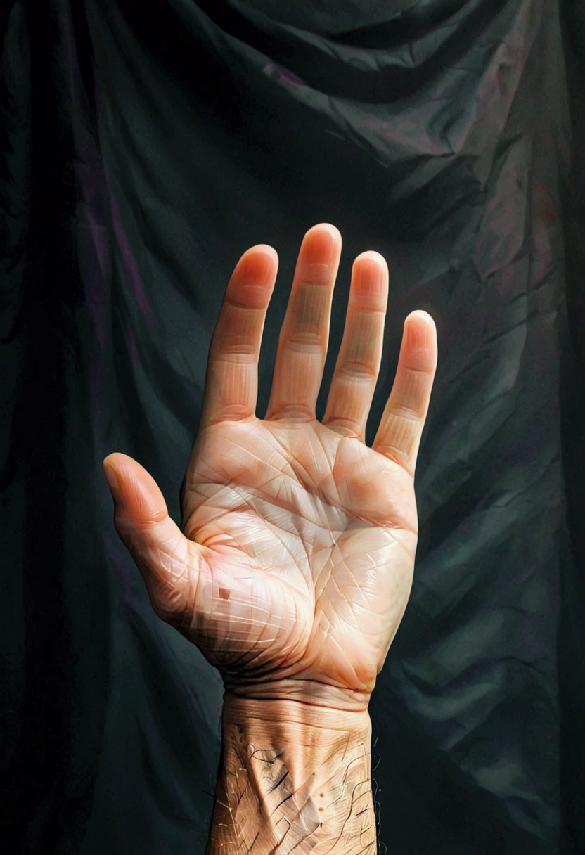 Hand, Close-up of Hands, a close-up portrait of a person's hands, detailed skin texture, veins, wrinkles, delicate fingers, intricate gestures, warm lighting, soft focus, cinematic composition, dramatic chiaroscuro, hyper-realistic, rich tones, oil painting, masterpiece, best quality, very aesthetic, absurdres