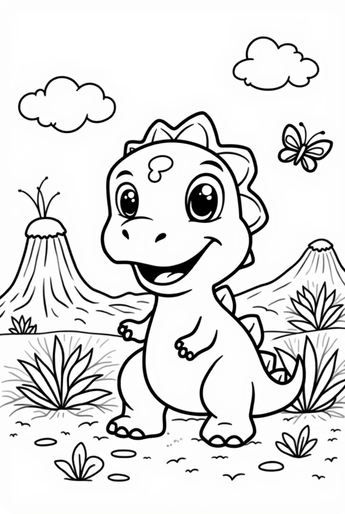 Outlined dinosaur image for kids to color