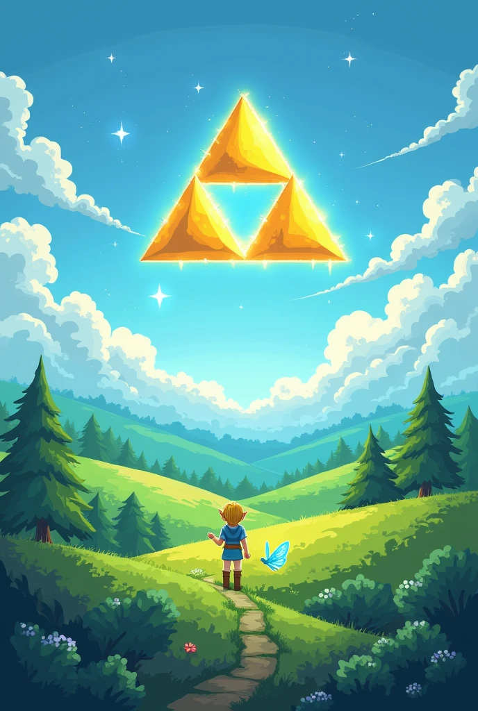 Triforce from Zelda with Navi in N64 style