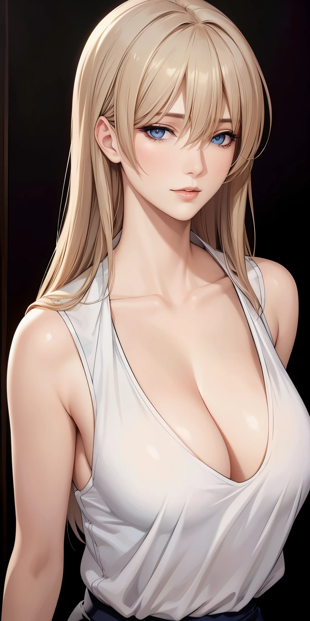 Elegant mature female, perfecteyes eyes, blue eyes, blonde hair, soft light, high detailed, 4k resolution, high quality, beautiful cg, 