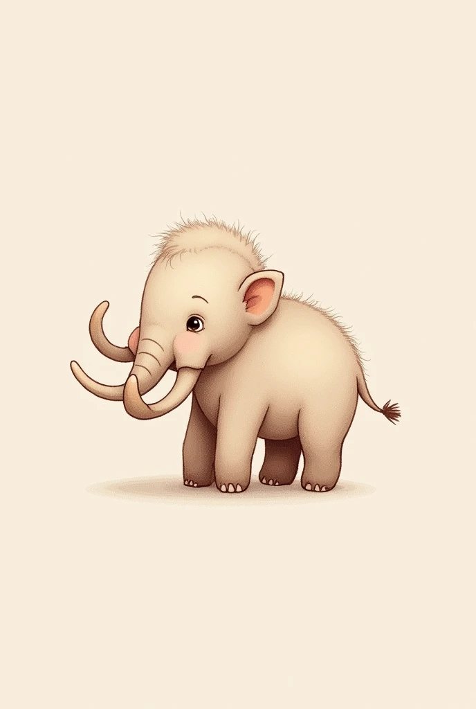 Simple outline with shading of a baby mammoth with uniform fur on its side for a 7 cm men's tattoo