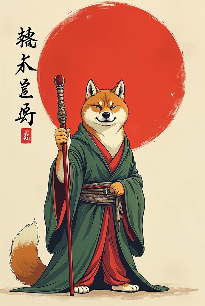 poster、Japan、posterの文字は「Shiba Inu is justice.」、Writing skills、Thick brushstrokes