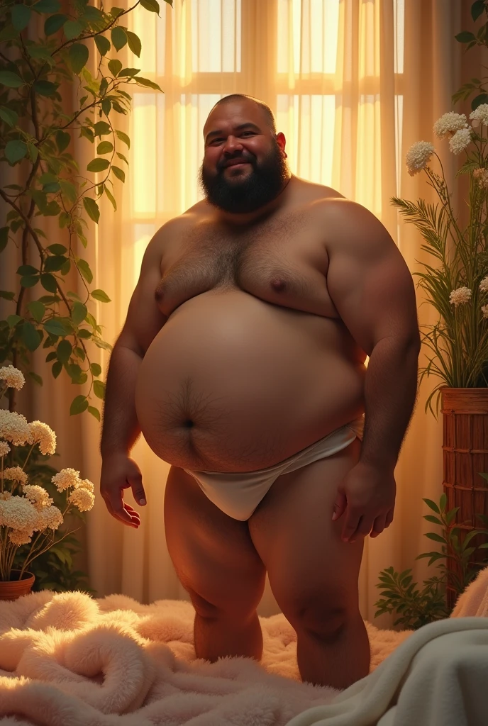 a naked obese man
