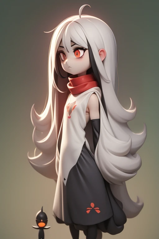 　***********************************　height: 130cm　Standing picture Simple design　The dress is a one-piece　camisole　Sleeveless　No sleeve　Long Hair　Long black hair　Hair is black　Red eyes　Shoulder-baring ahoge　Kokeshi
