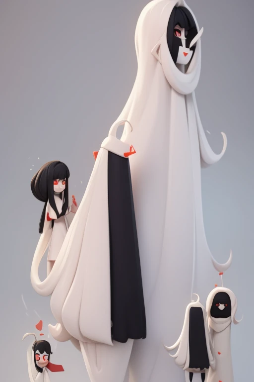 height: 130cm Standing picture Simple design The dress is a one-piece camisole Sleeveless No sleeve Long Hair Long black hair Hair is black Red eyes Shoulder-baring ahoge Kokeshi