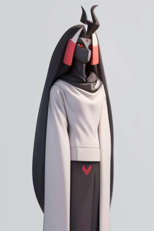 　　height: 130cm　Standing picture Simple design　The dress is a one-piece　camisole　Sleeveless　No sleeve　Long Hair　Long black hair　Hair is black　Red eyes　Shoulder-baring ahoge　Kokeshi
