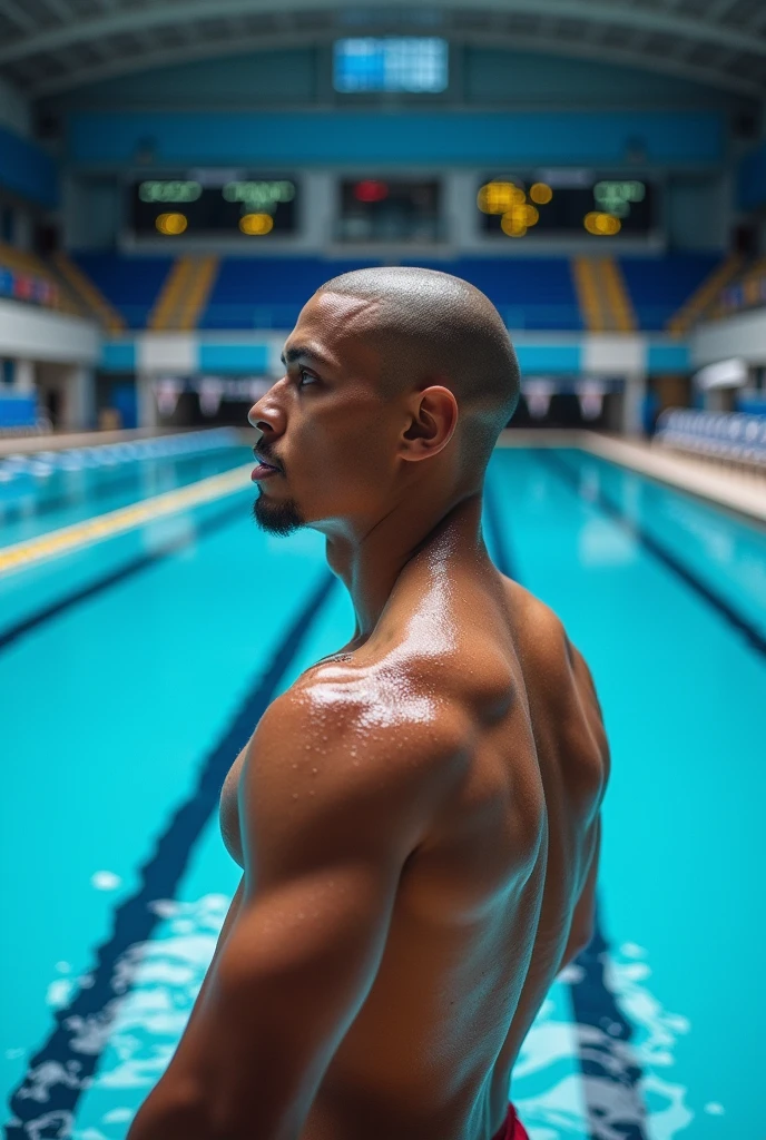 shaved swimmer, men, athletic, swimming
