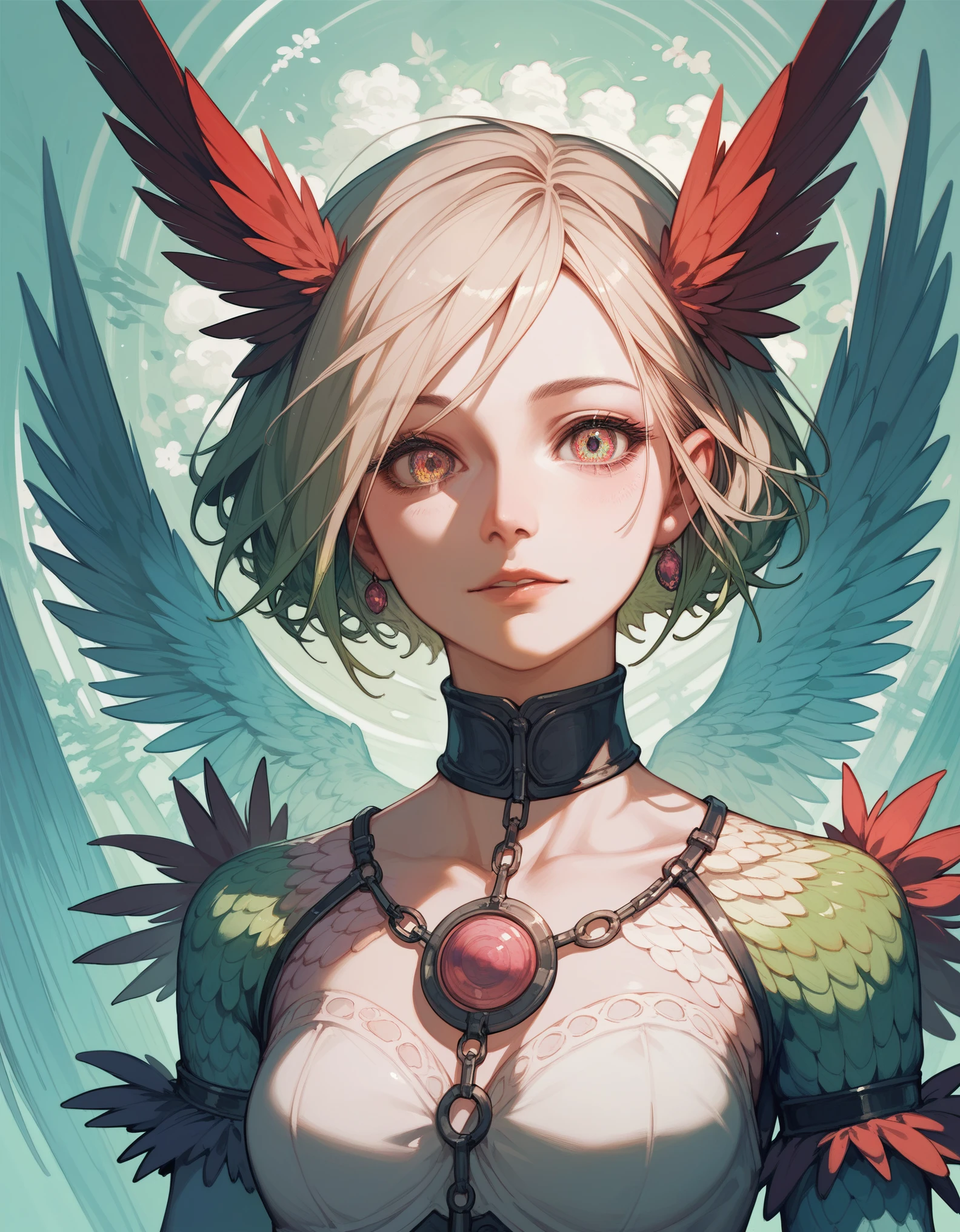 score_9_up,score_8_up,score_7_up, score_6_up, anime, rating safe, mystical, beautiful, fantastic, intricate, surreal, harpy girl, human version