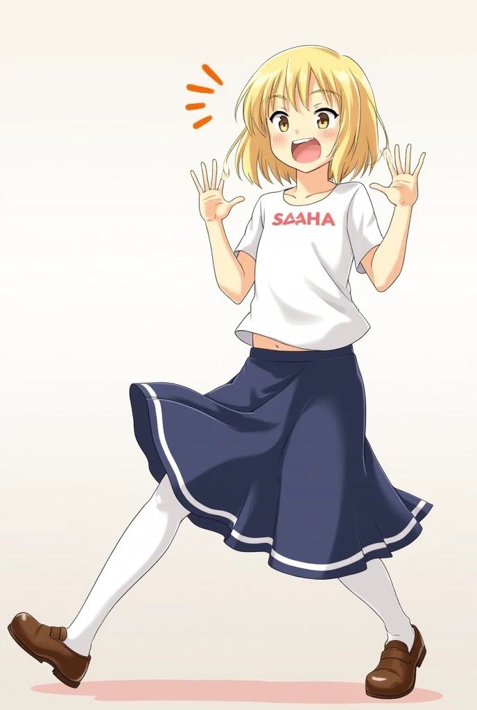 Highest quality,Highest quality,one person's、one person's, ((((10 years old)))), Flat Chest、orgasm、blush, Sweat, Sakurai Momoka, blonde, White Sarah Outfit,Long skirt、whole body,classroom、White Pantyhose、Navy blue skirt is turning over、Spread your legs
Solo, Open your mouth a little, Drooling,