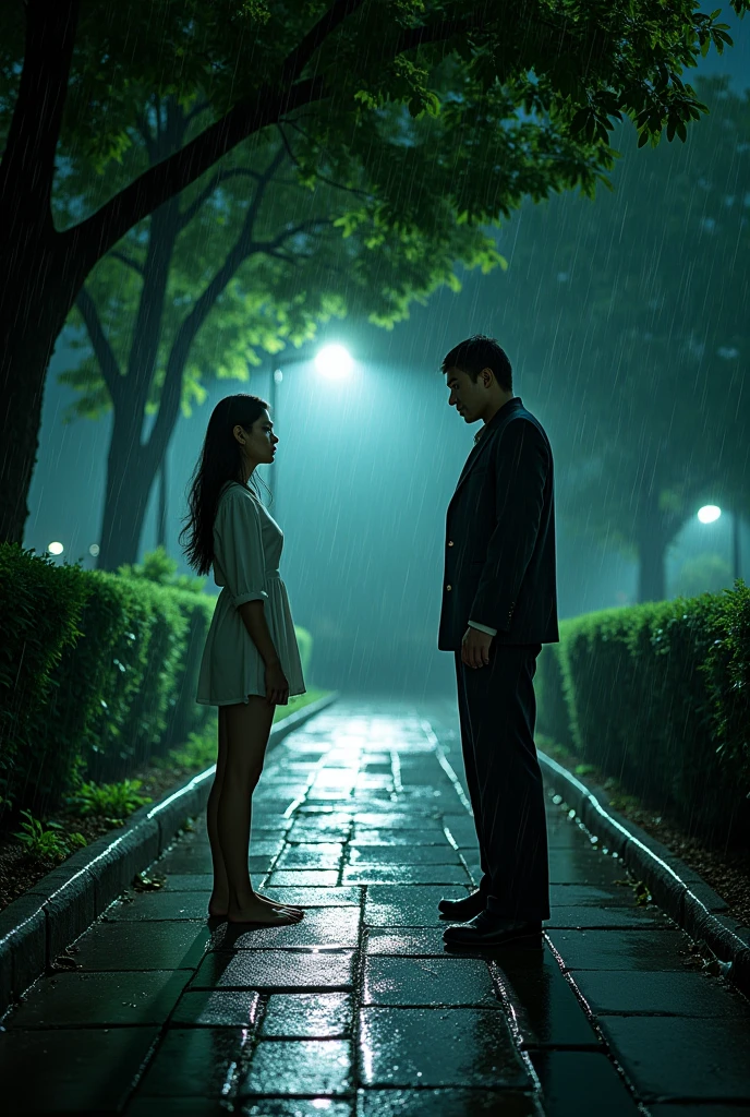 A rainy night in the park、Attacked by a thug、A naked Japanese beauty