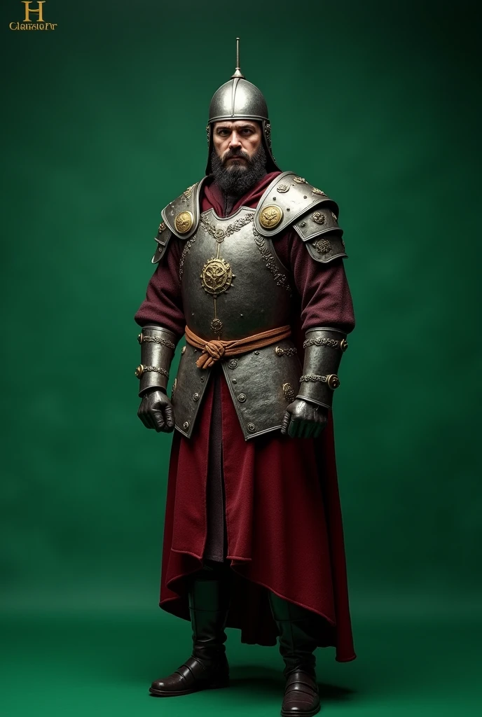 Here's the revised prompt:
"Create a realistic, full-body image of Ertugrul Ghazi in a T-pose. The warrior should be wearing a steel helmet and should not hold any weapons. The main focus should be on a detailed frontal view of Ertugrul Ghazi, with a constant green-colored background."