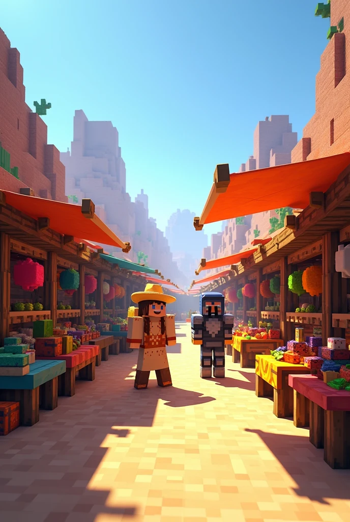 Market in the Minecraft desert