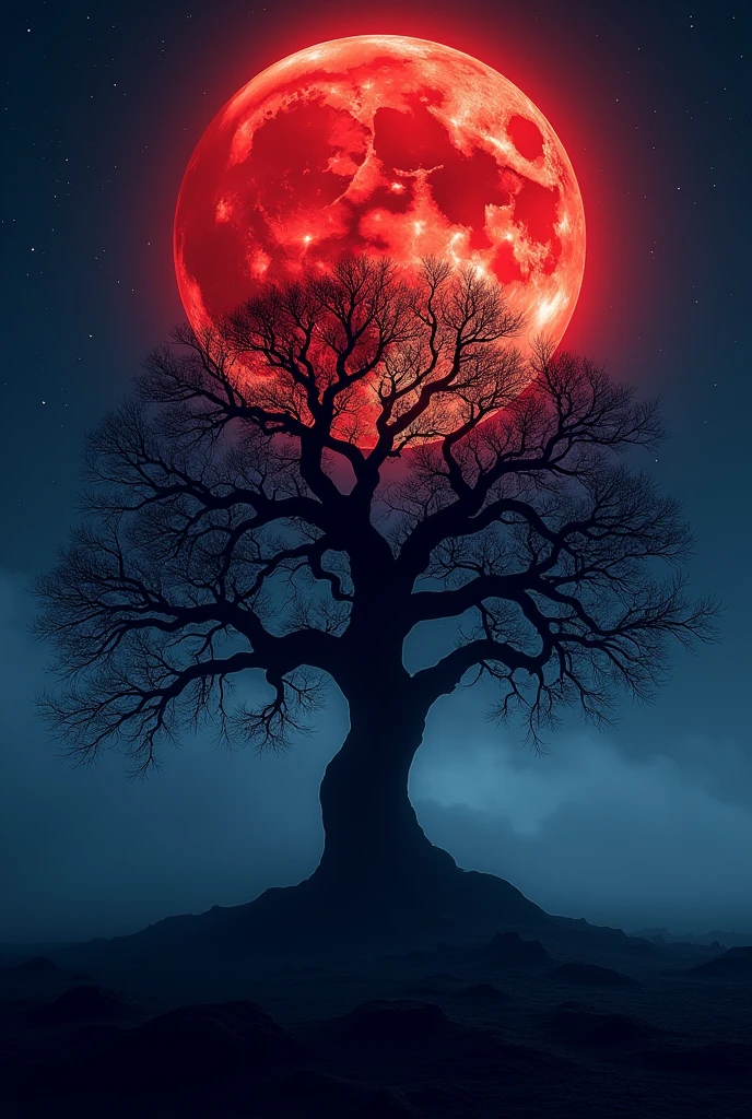 Huge blood moon 8k
