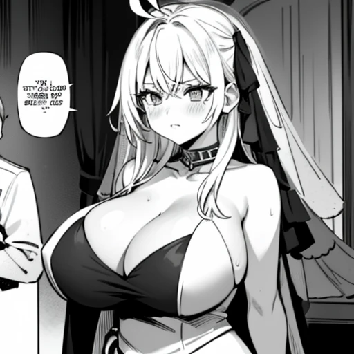 comic, (monochrome), 1 woman, body, big chest, playa, wedding dress,  MangaHentaiStyleConceptv2