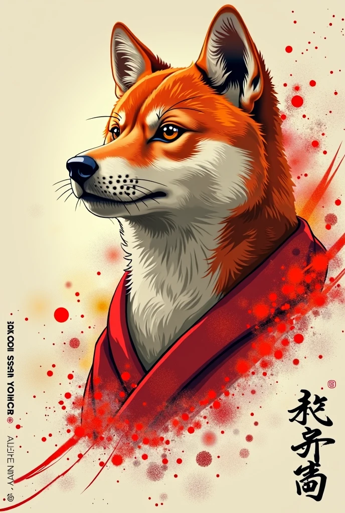 poster、Japan、posterの文字は「Shiba Inu is justice.」、Writing skills、Thick brushstrokes