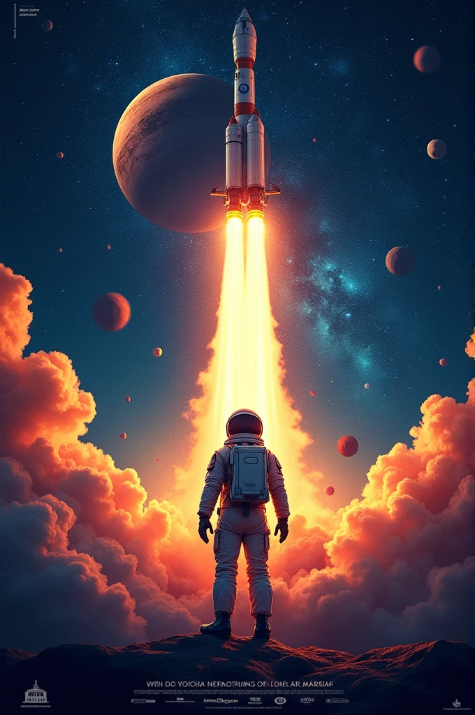 Create a poster on theme of India's space exploration saga 