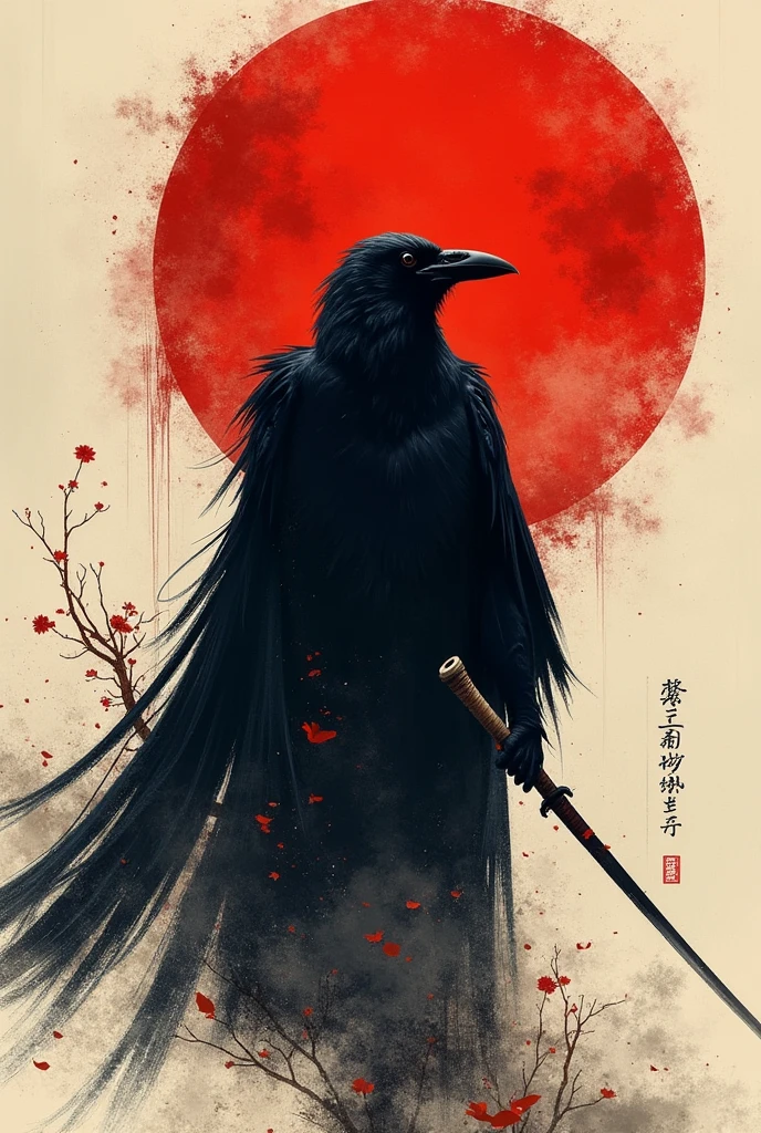 poster、Japan、posterの文字は「The crow is justice.」、Writing skills、Thick brushstrokes