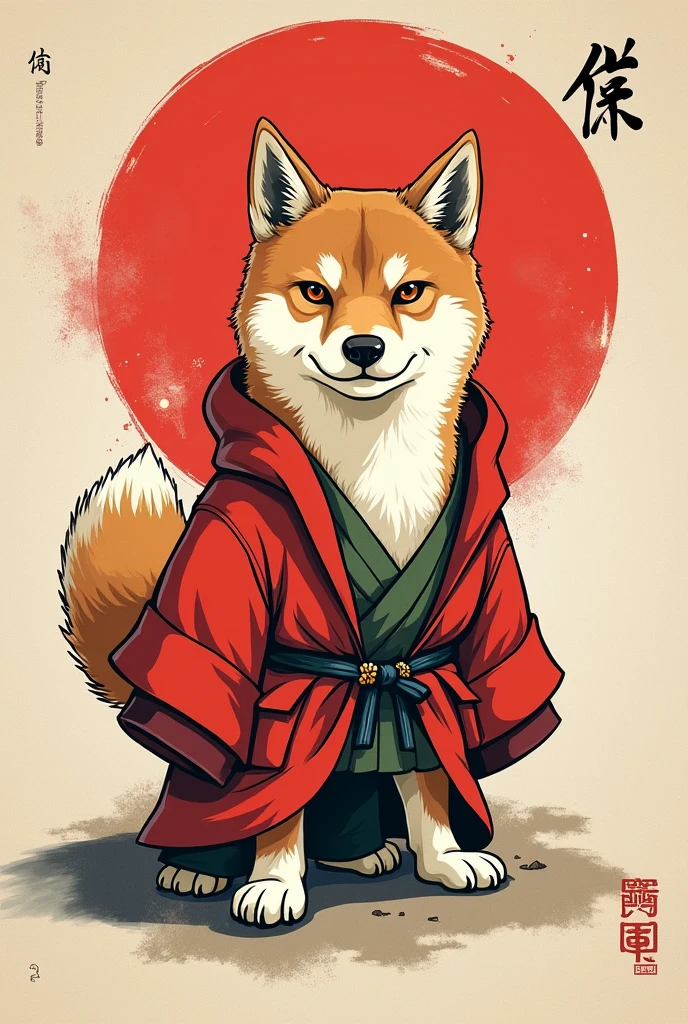 poster、Japan、posterの文字は「Shiba Inu is justice.」、Writing skills、Thick brushstrokes
