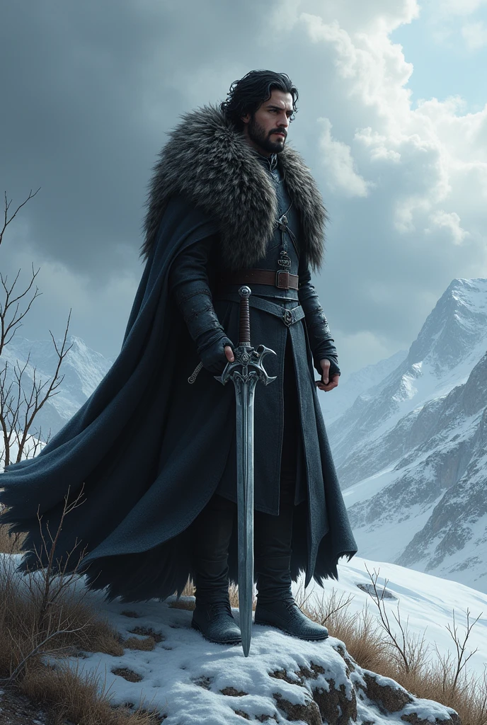 Create an image of John Snow wielding a sword