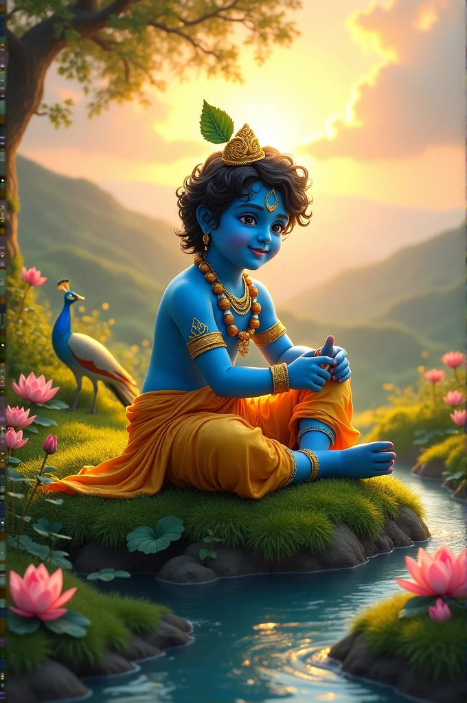 Krishna god sitting on earth 