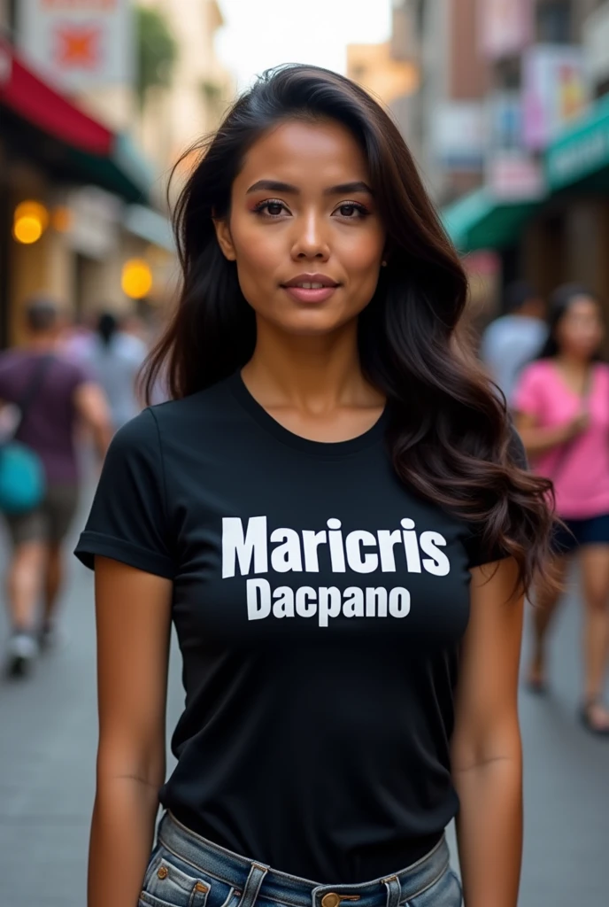 A girl 29 age philiino wearing balck T shirt the name on t shirt maricris dacpano 