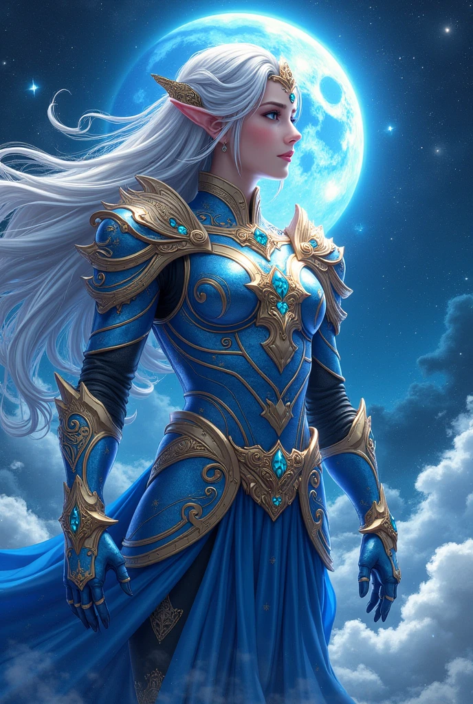 a close up of the astral god of Aquarius, wearing blue silver and gold armor, chengwei pan on artstation, by Yang J, detailed fantasy art, awesome character art, best fanart art station, epic and exquisite character art, beautiful armor, extremely detailed artgerm, detailed digital anime art, artgerm on artstation pixiv, god armor