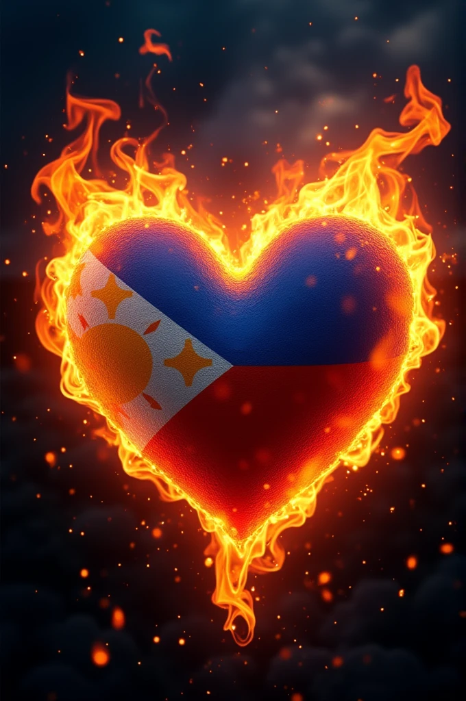 Heart on flame with flag of Philippines