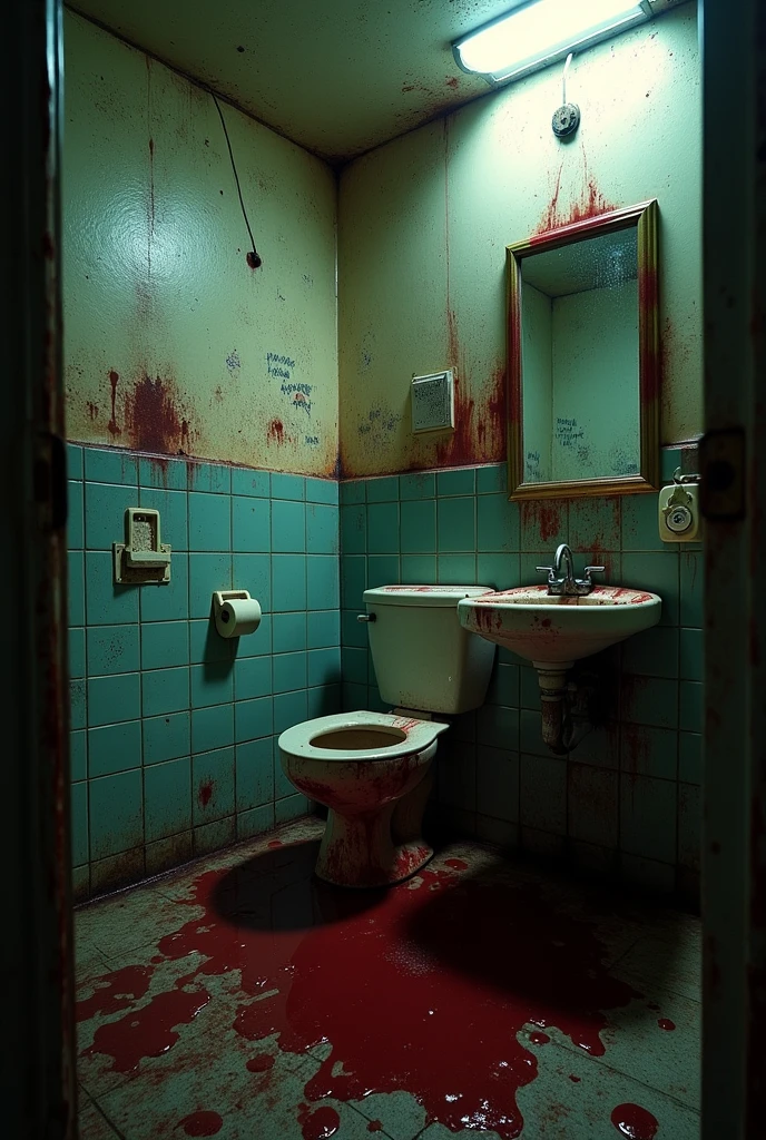 Bloddy restroom  toilet 