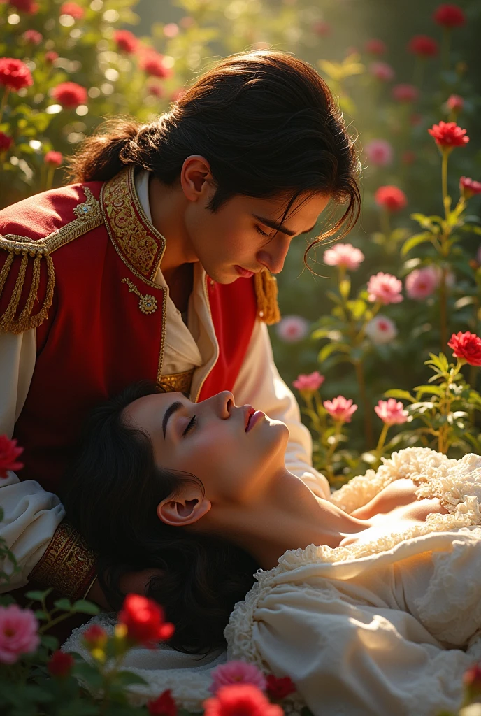 Prince Jonathan; holding her husband Selim's body; Selim is the most handsome boy..