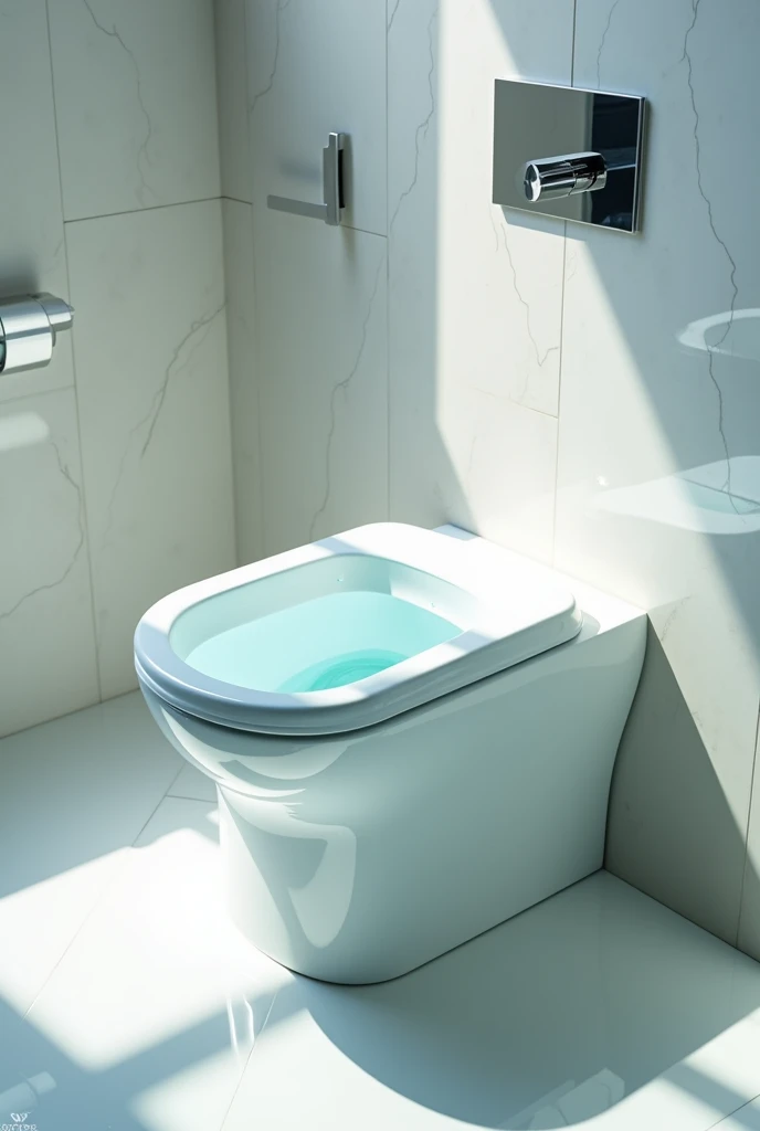 Toilet filled with crystal clear watter