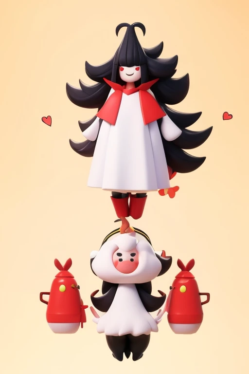 Primary school students young small height: 130cm Standing picture Simple design The dress is a one-piece camisole Sleeveless No sleeve Long Hair Long black hair Hair is black Red eyes Shoulder-baring ahoge Kokeshi