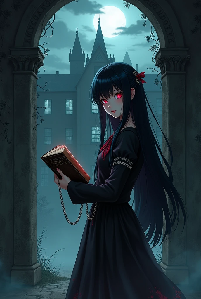 Generate a profile picture for a page called school of nightmare where horror stories will be made(anime theme)