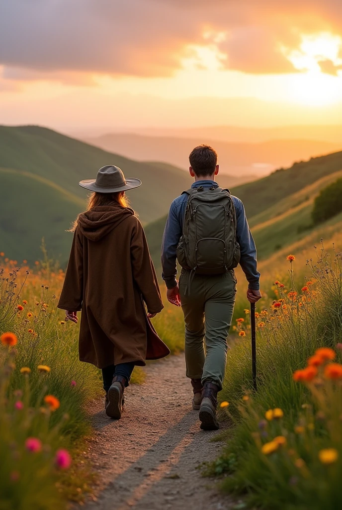A drawing of two pilgrims on the Camino de Santiago