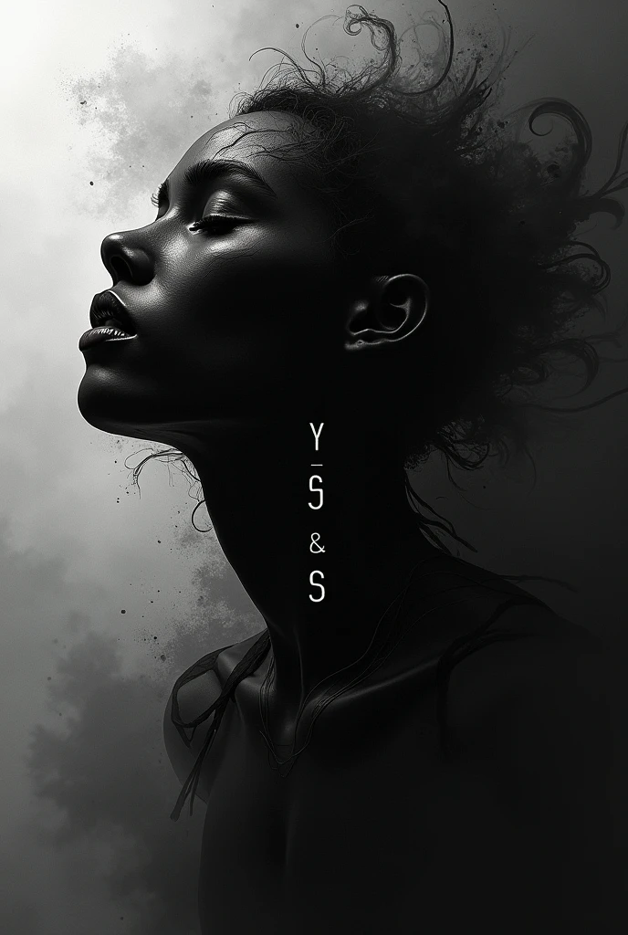 A black abstract potrait with a logo  "YS SJ"