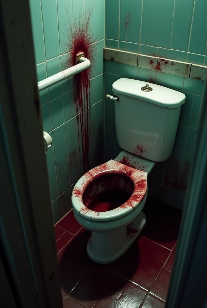 Toilet filled with blood